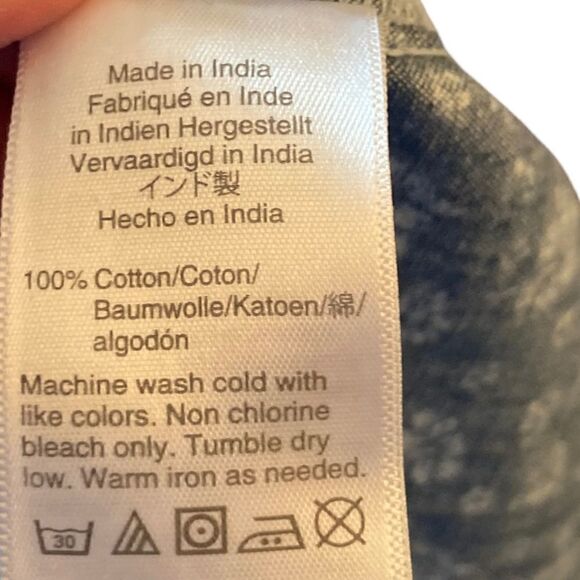 J. Crew Mercantile V-Neck Short Sleeve Denim-Look Dress W/White Flowers, Size XS - Picture 8 of 9